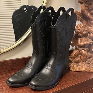 Classic Black Western Rain Cowboy Boots
